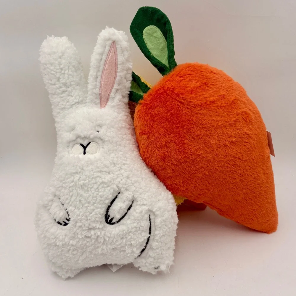 Easter Plush Set Bunny Chick Carrot‎ White Yellow Orange Spring Decor 3 Piece